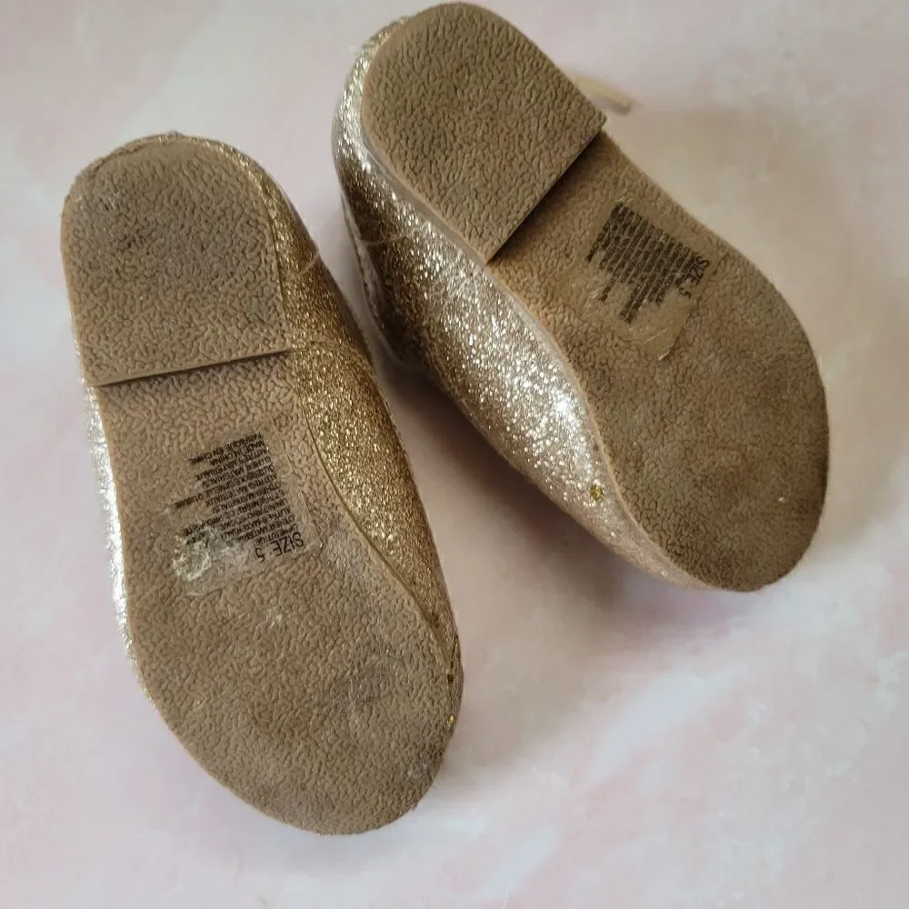 Crazy 8 gold oxfords lace up loafer glam diva sparkle metallic girls size 5 glit